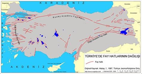 türkiye'nin fay hatları haritası